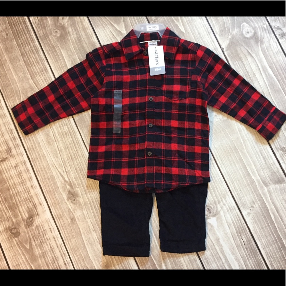 Boys buffalo plaid shirt set 18 Months